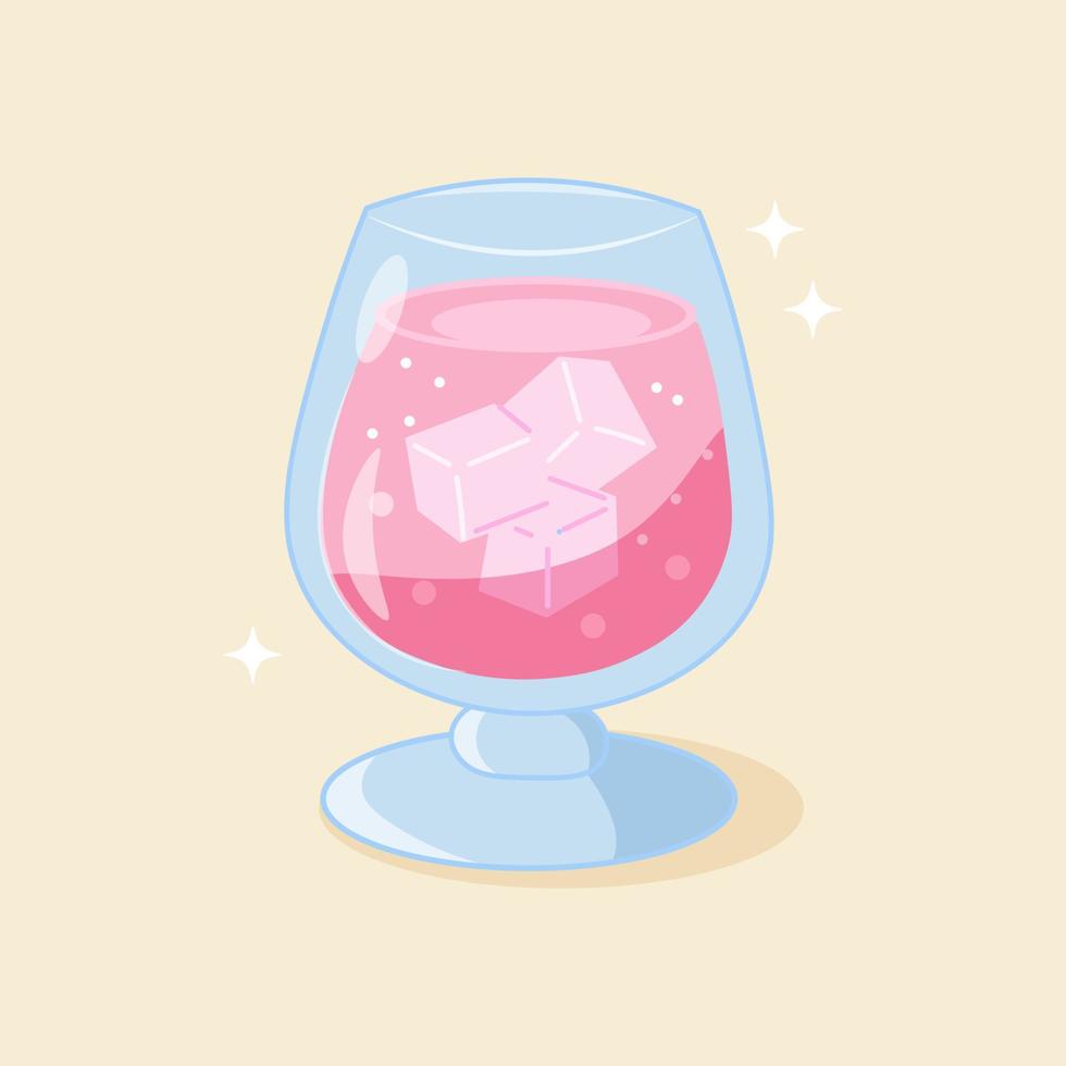 vers roze wijn ijs drinken tekening illustratie vector