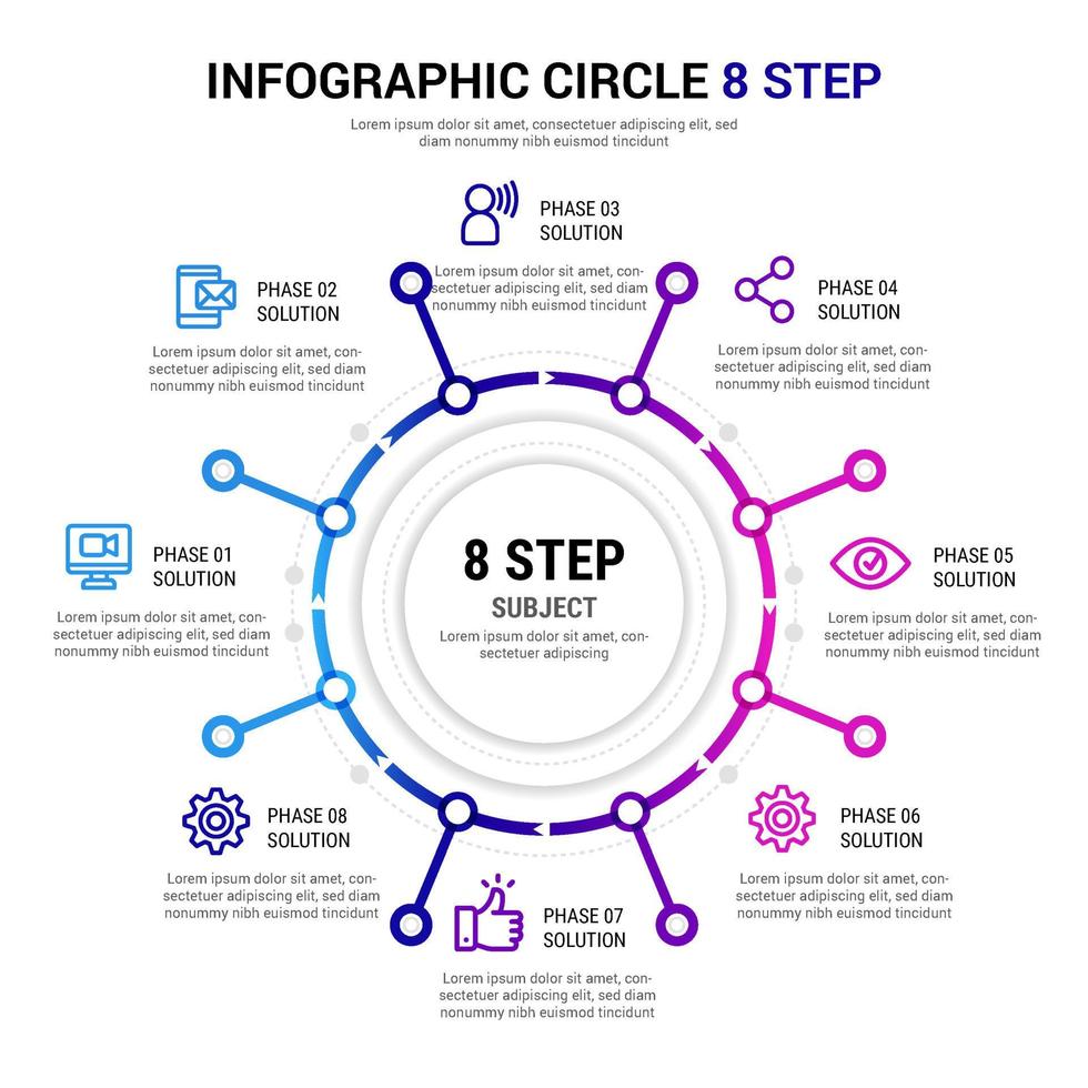 cirkel 8 stap infographic vector