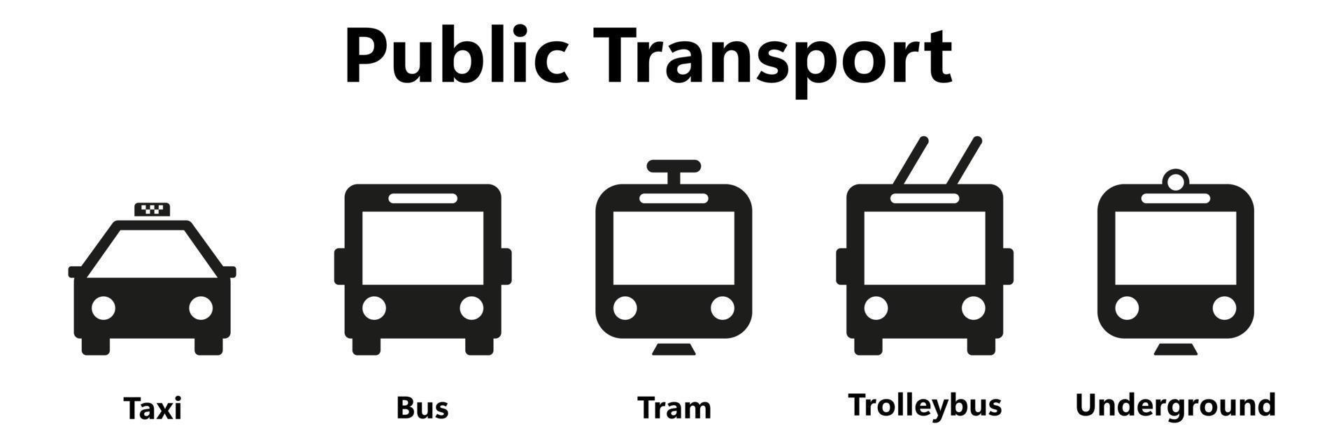 openbaar vervoer reeks pictogrammen. vector illustratie
