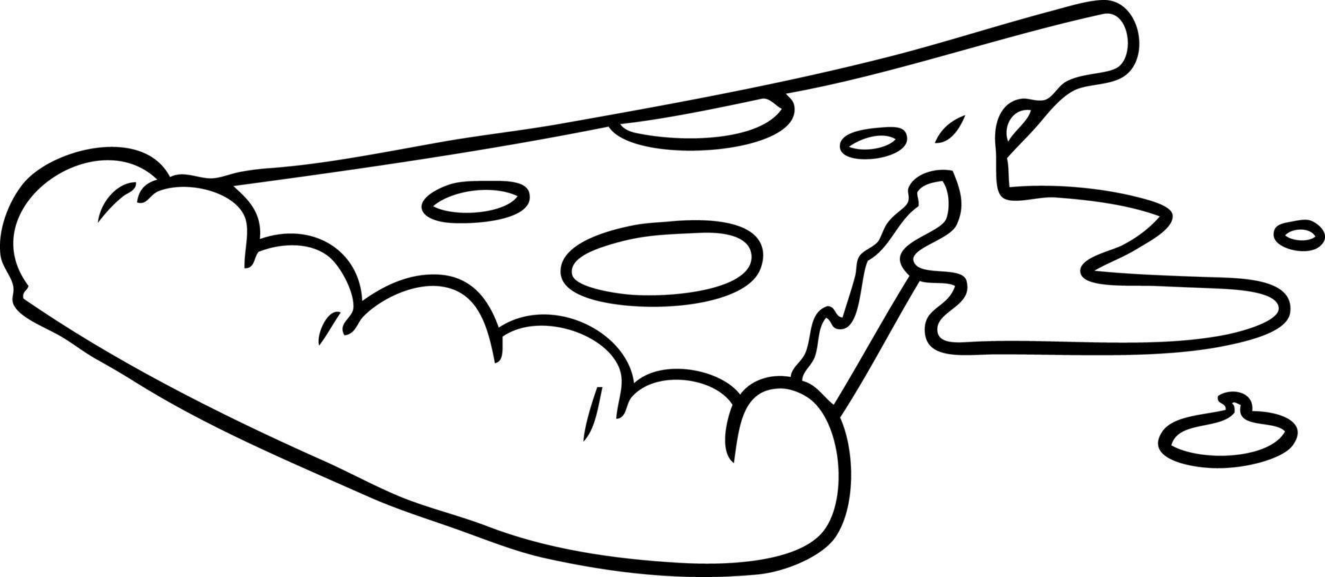 lijntekening doodle van een stuk pizza vector