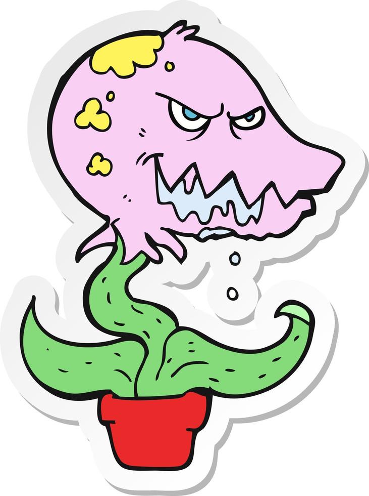 sticker van een cartoonmonsterplant vector