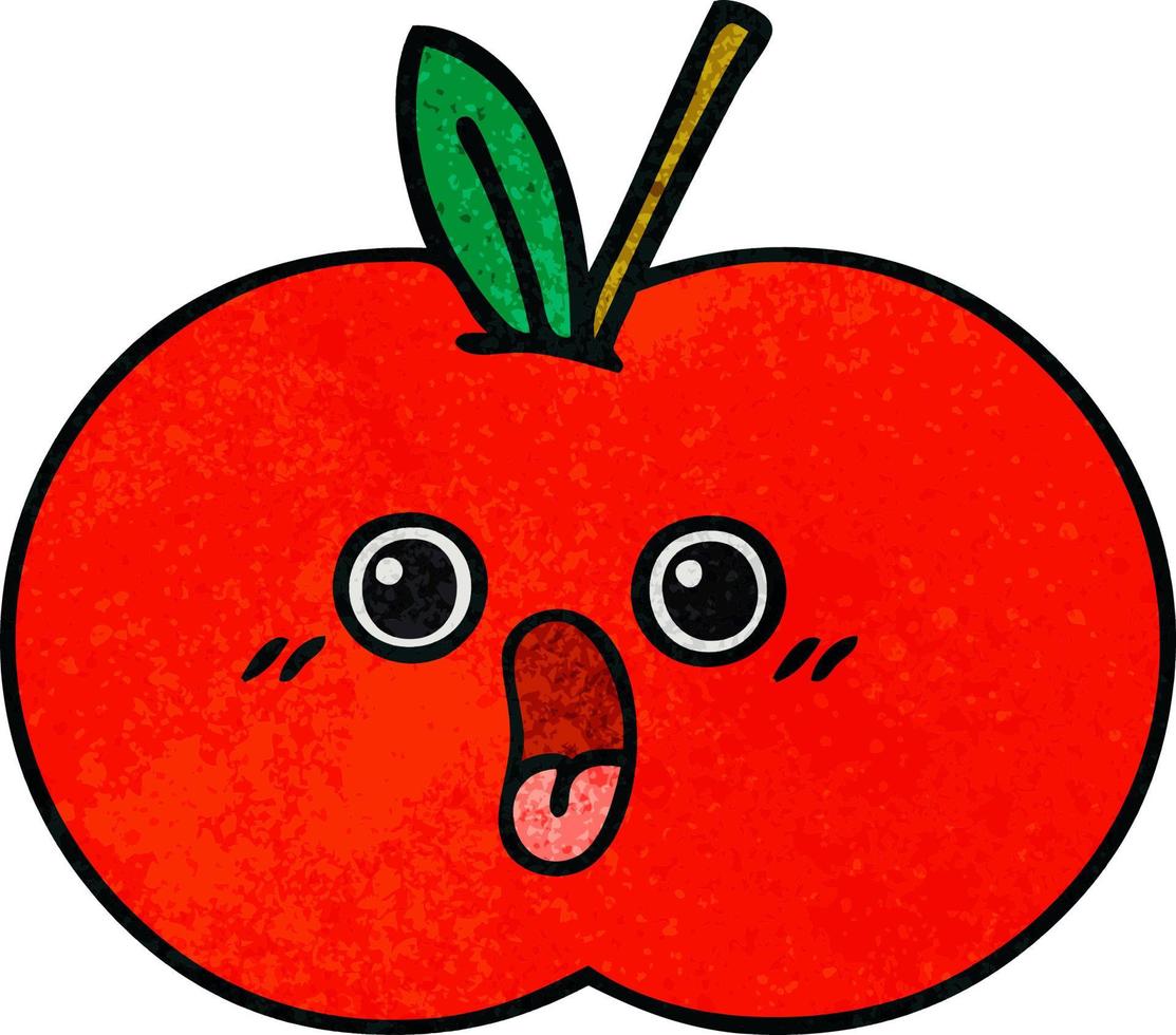 retro grunge textuur cartoon rode appel vector