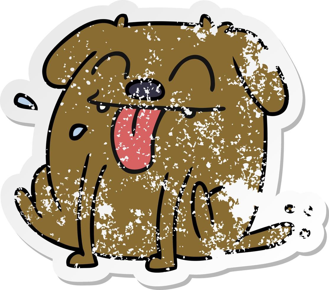 verontruste sticker cartoon van schattige kawaii hond vector