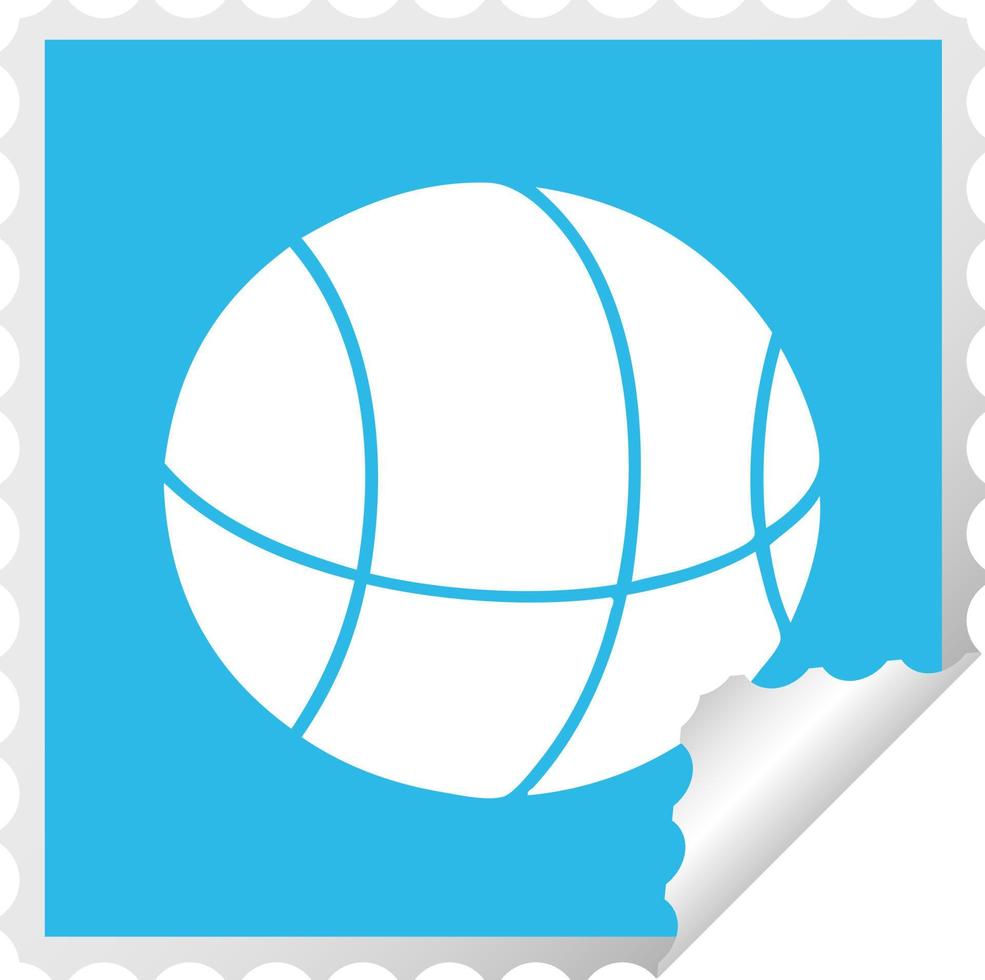 vierkante peeling sticker cartoon basketbal vector