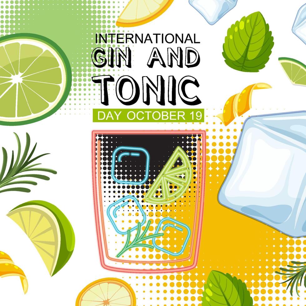 Internationale gin en tonic dag logo ontwerp vector