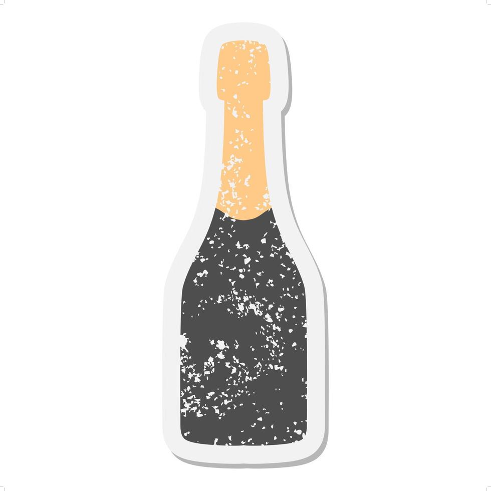 Champagne fles grunge sticker vector