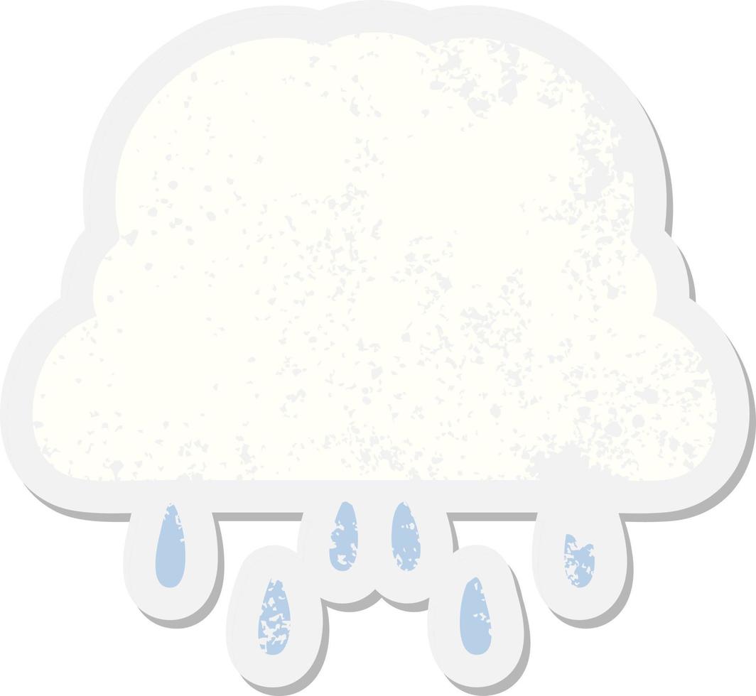 regenen wolk grunge sticker vector