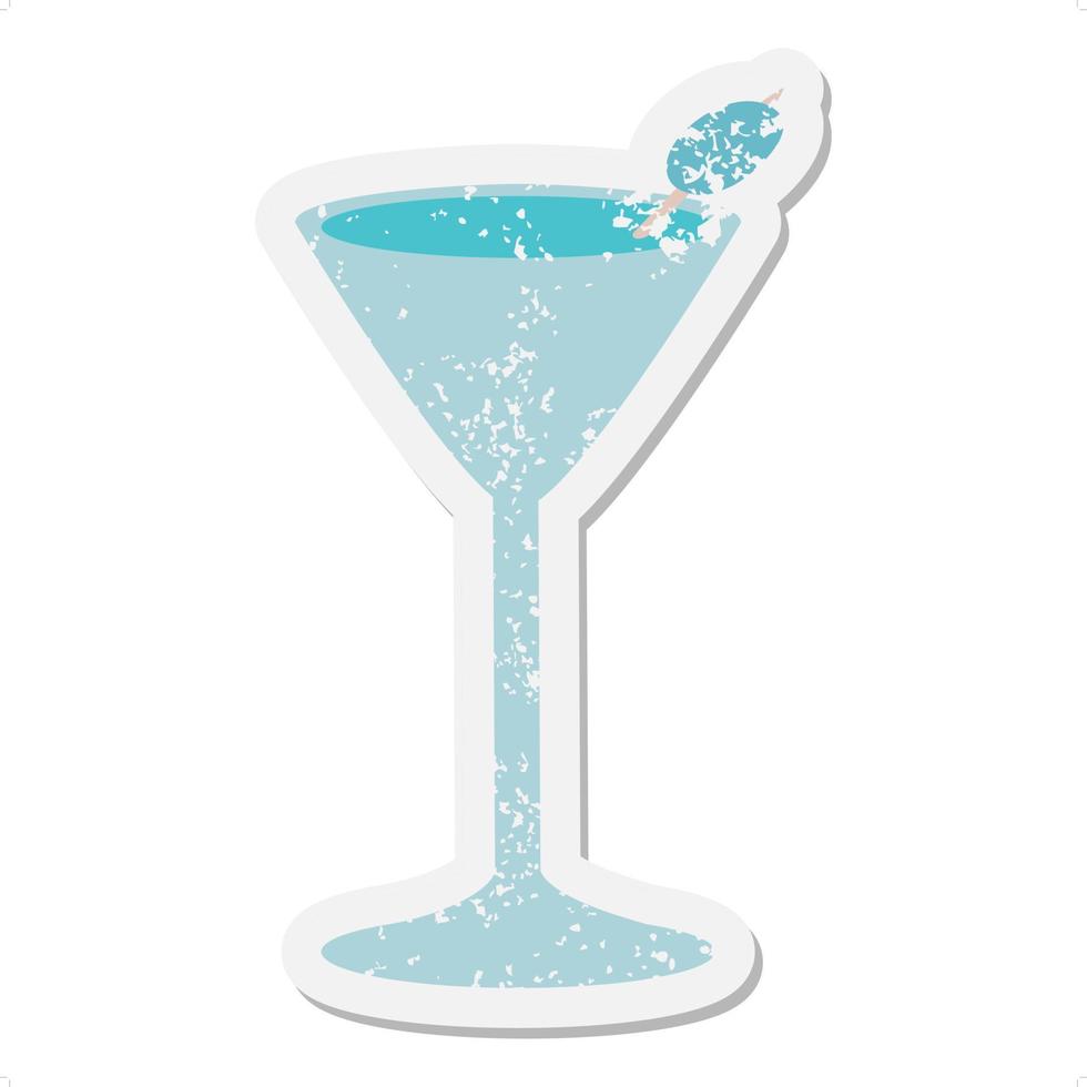 cocktail glas grunge sticker vector