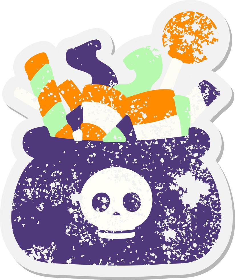 zak van halloween snoep grunge sticker vector