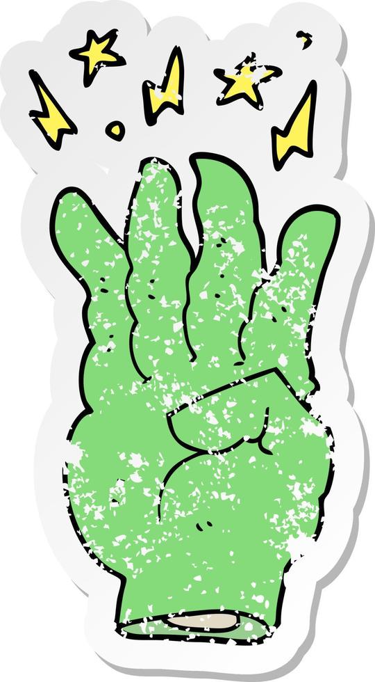 verontrust sticker van een tekenfilm spookachtig magie hand- vector