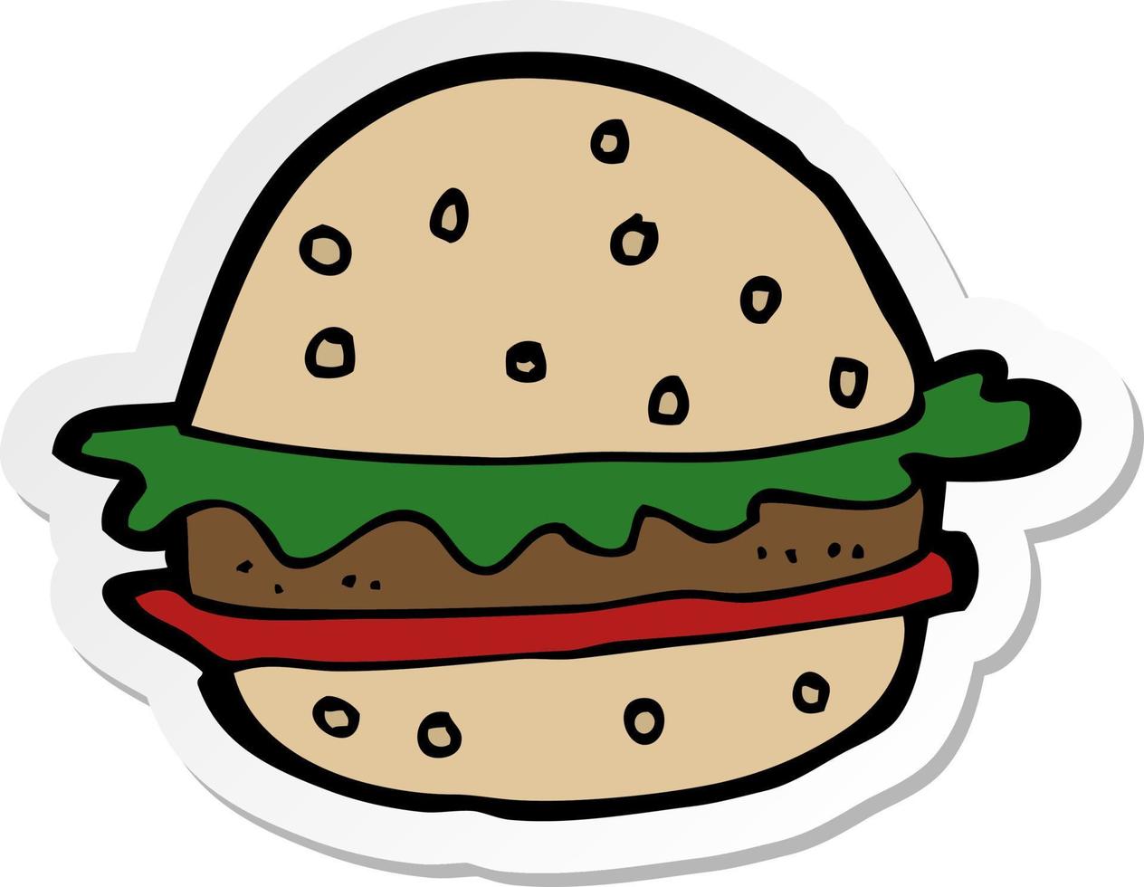 sticker van een cartoonhamburger vector