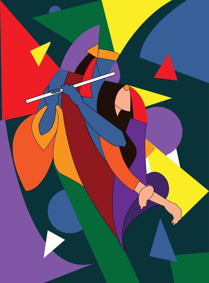 radha en krishna abstract schilderij illustratie vector