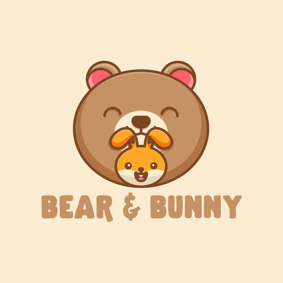 beer en konijn kawaii logo vector