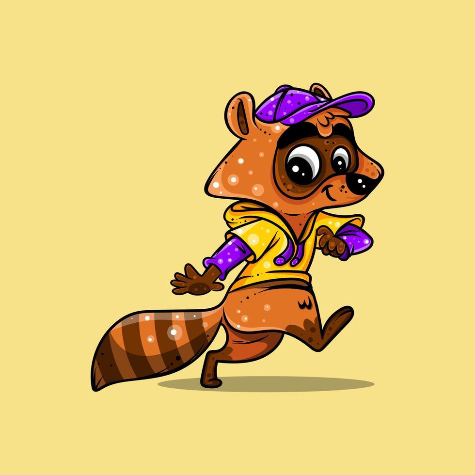 jongen wasbeer voor karakter, icoon, logo, sticker en illustratie vector