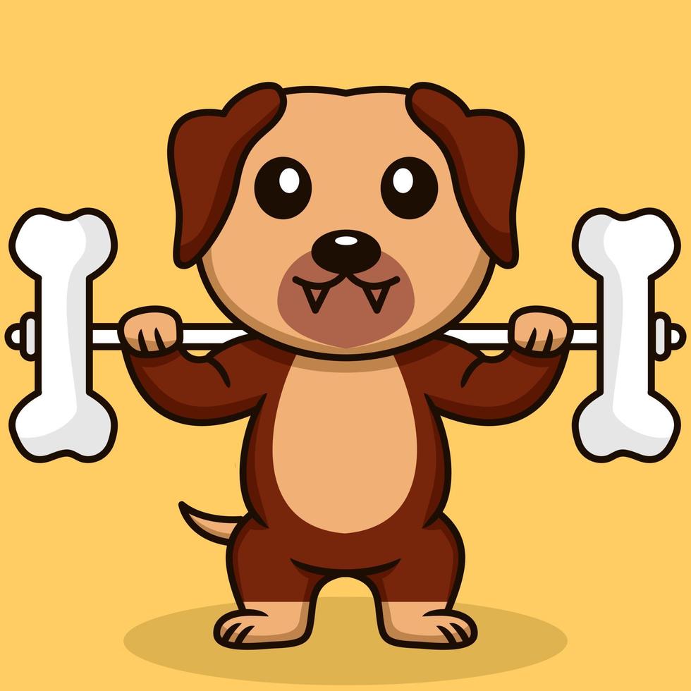 vector illustratie van premie schattig hond aan het doen bot hijs-