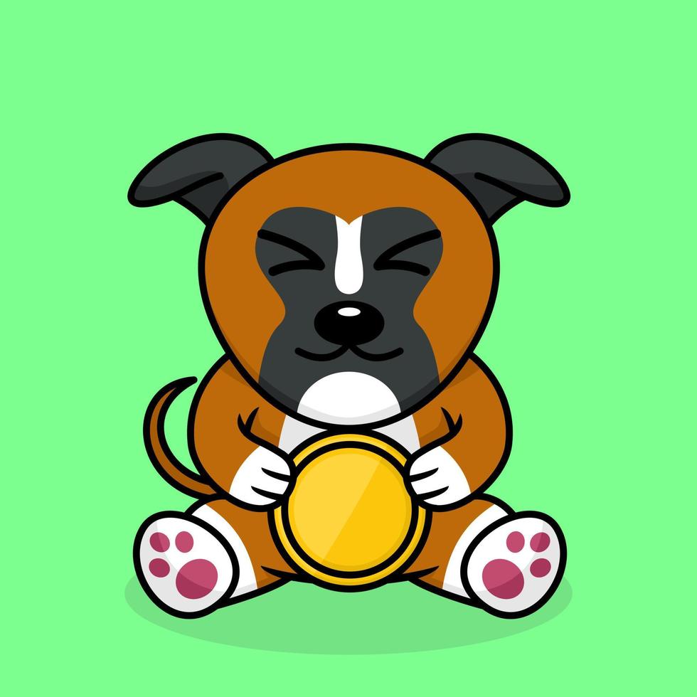 vector illustratie van premie schattig hond Holding goud munt