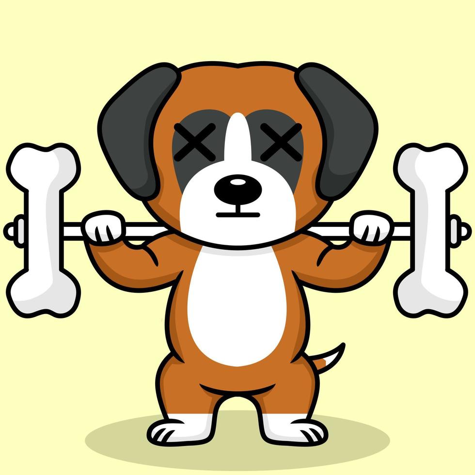 vector illustratie van premie schattig hond aan het doen bot hijs-