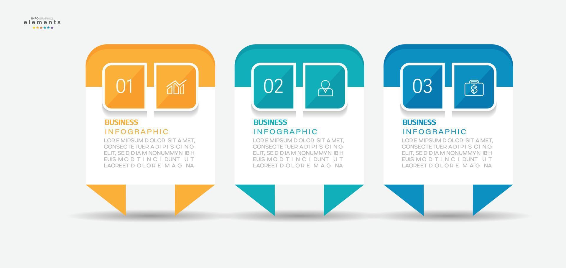 vector illustratie infographic ontwerpsjabloon met pictogrammen en 3 opties of stappen. kan worden gebruikt voor proces, presentaties, lay-out, banner, infografiek.