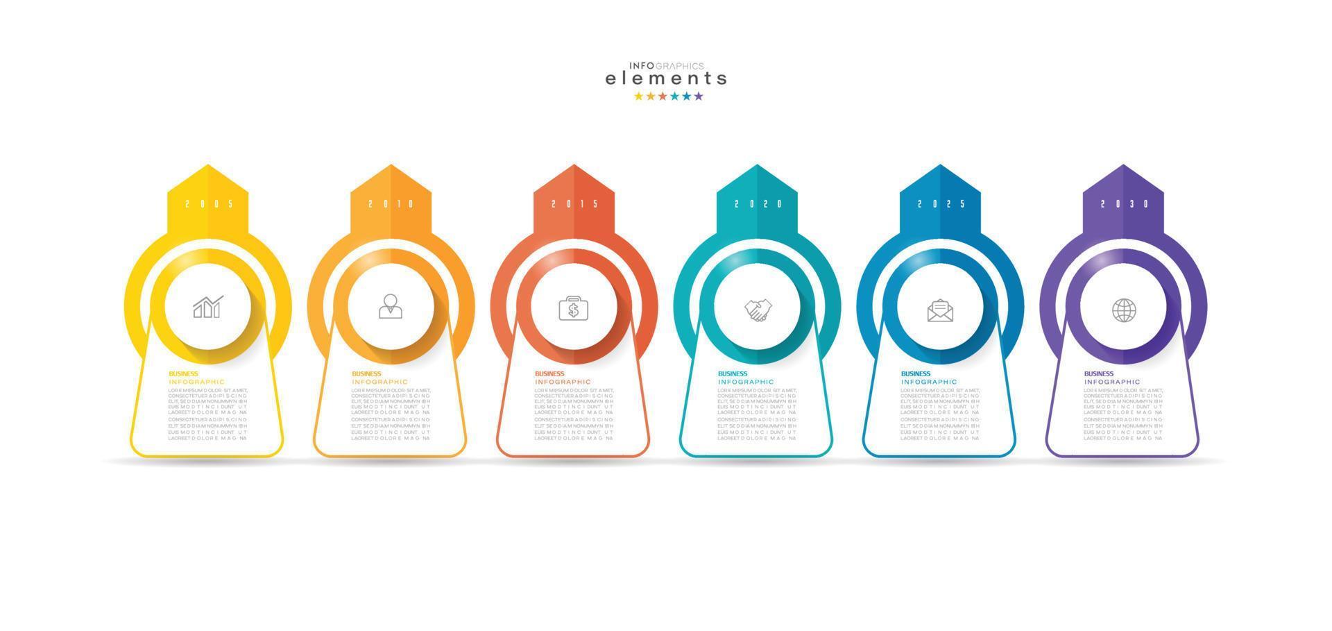 vector illustratie infographic ontwerpsjabloon met pictogrammen en 6 opties of stappen. kan worden gebruikt voor proces, presentaties, lay-out, banner, infografiek.