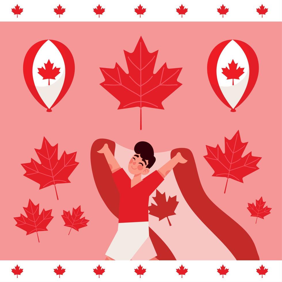 jongen vieren Canada dag vector