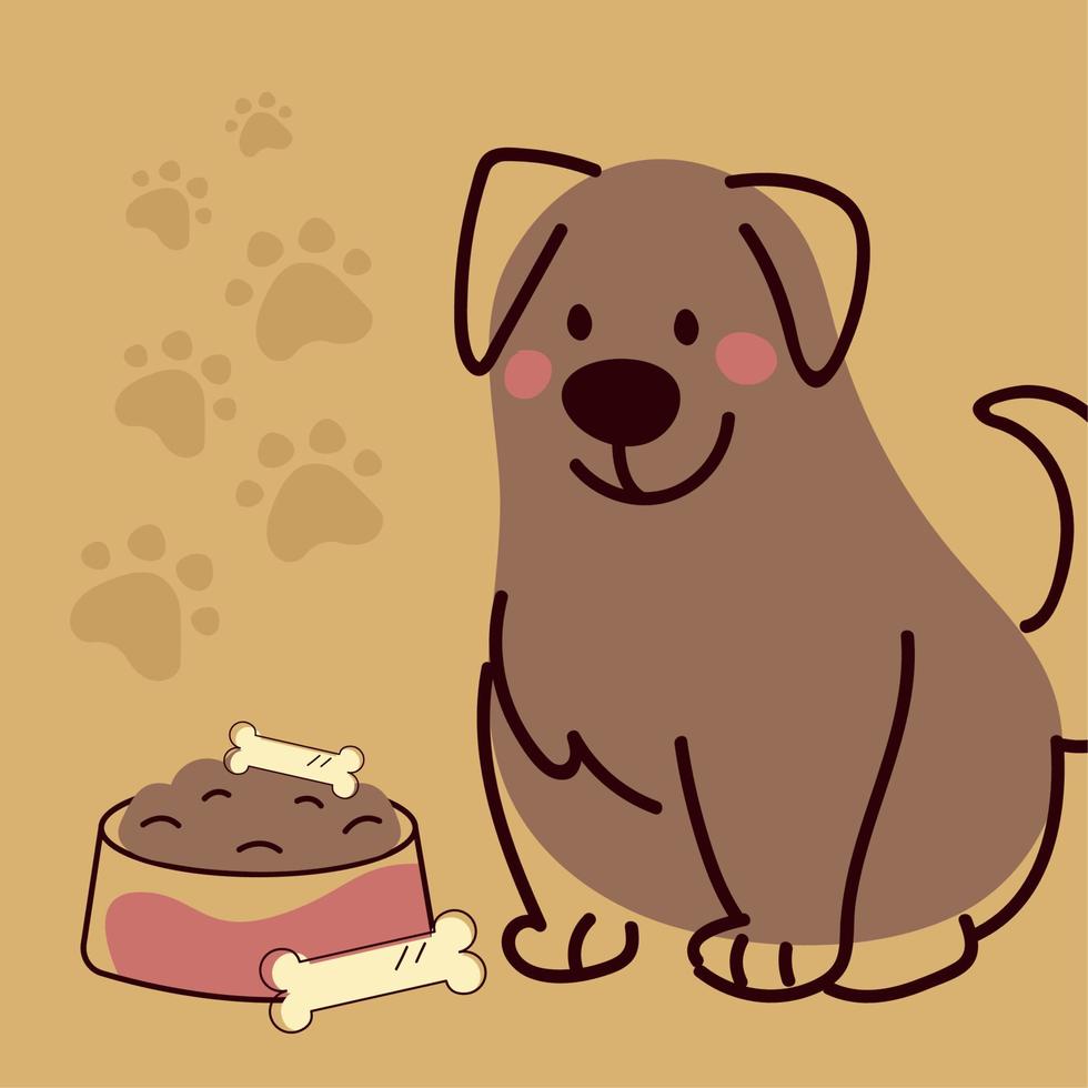 bruin hond en voedsel vector