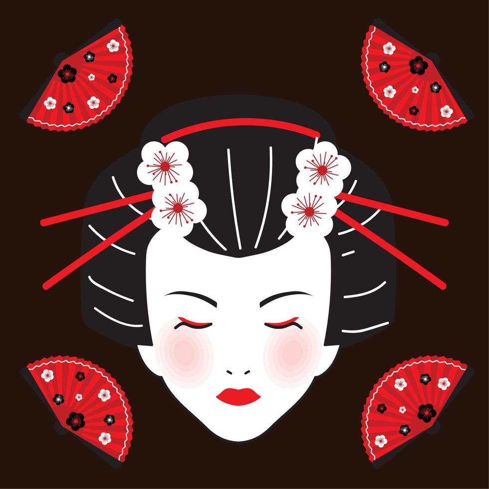 mooi gezicht geisha vector