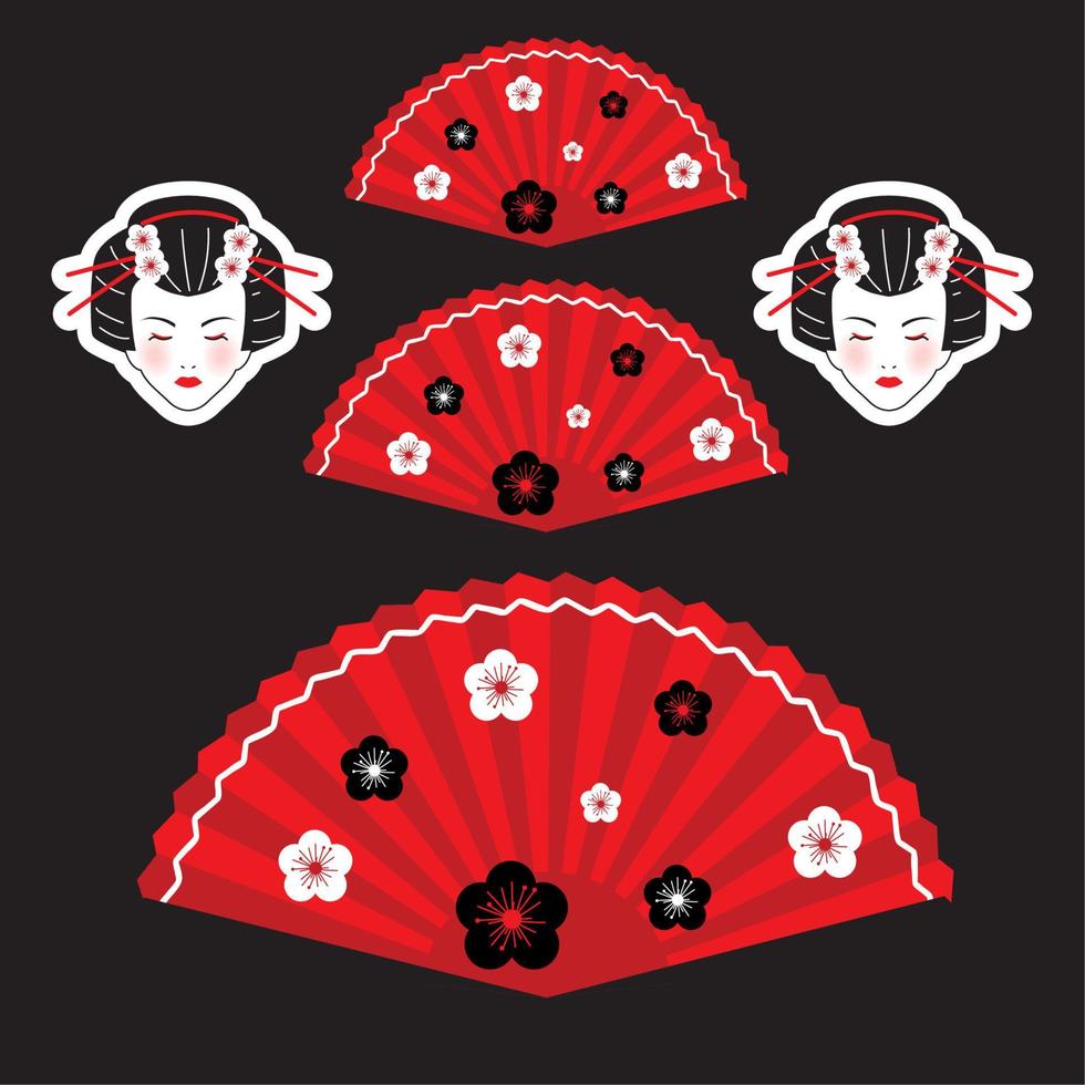 pictogrammen van geisha en ventilator vector