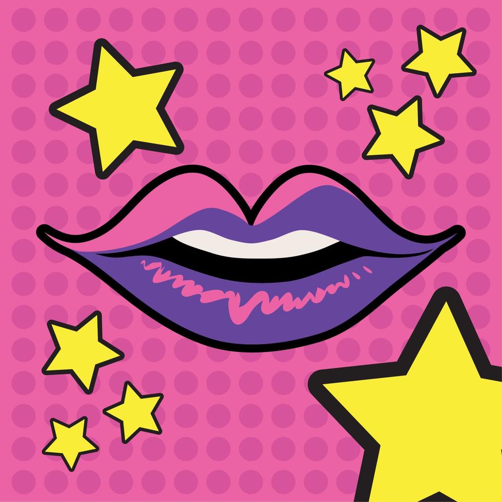 90s vrouw lippen vector