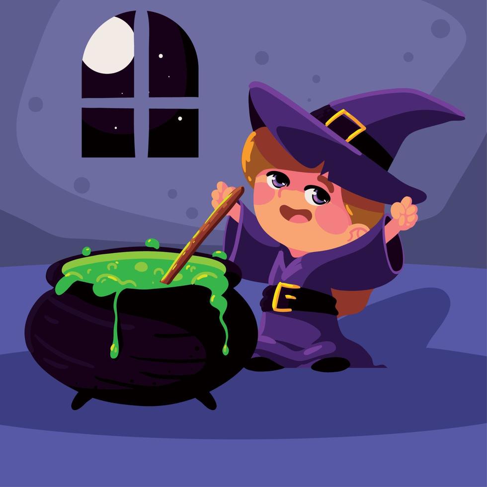 halloween schattig heks vector