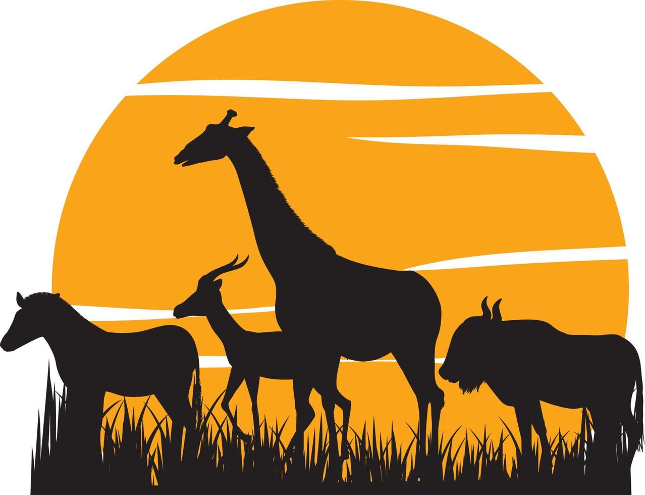 silhouet wild dieren tekenfilm vector