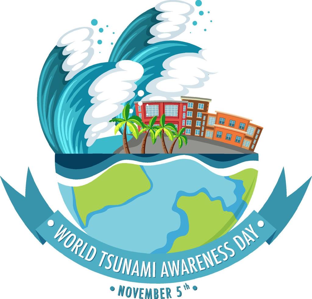 wereld tsunami bewustzijn dag banier ontwerp vector