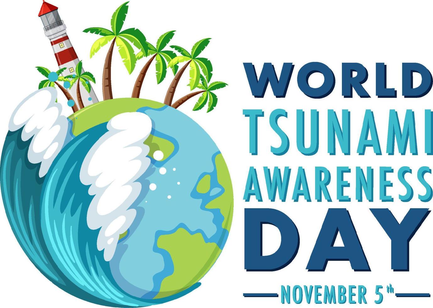 wereld tsunami bewustzijn dag banier ontwerp vector