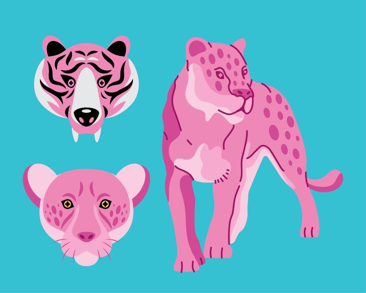 roze wild katachtigen dieren vector