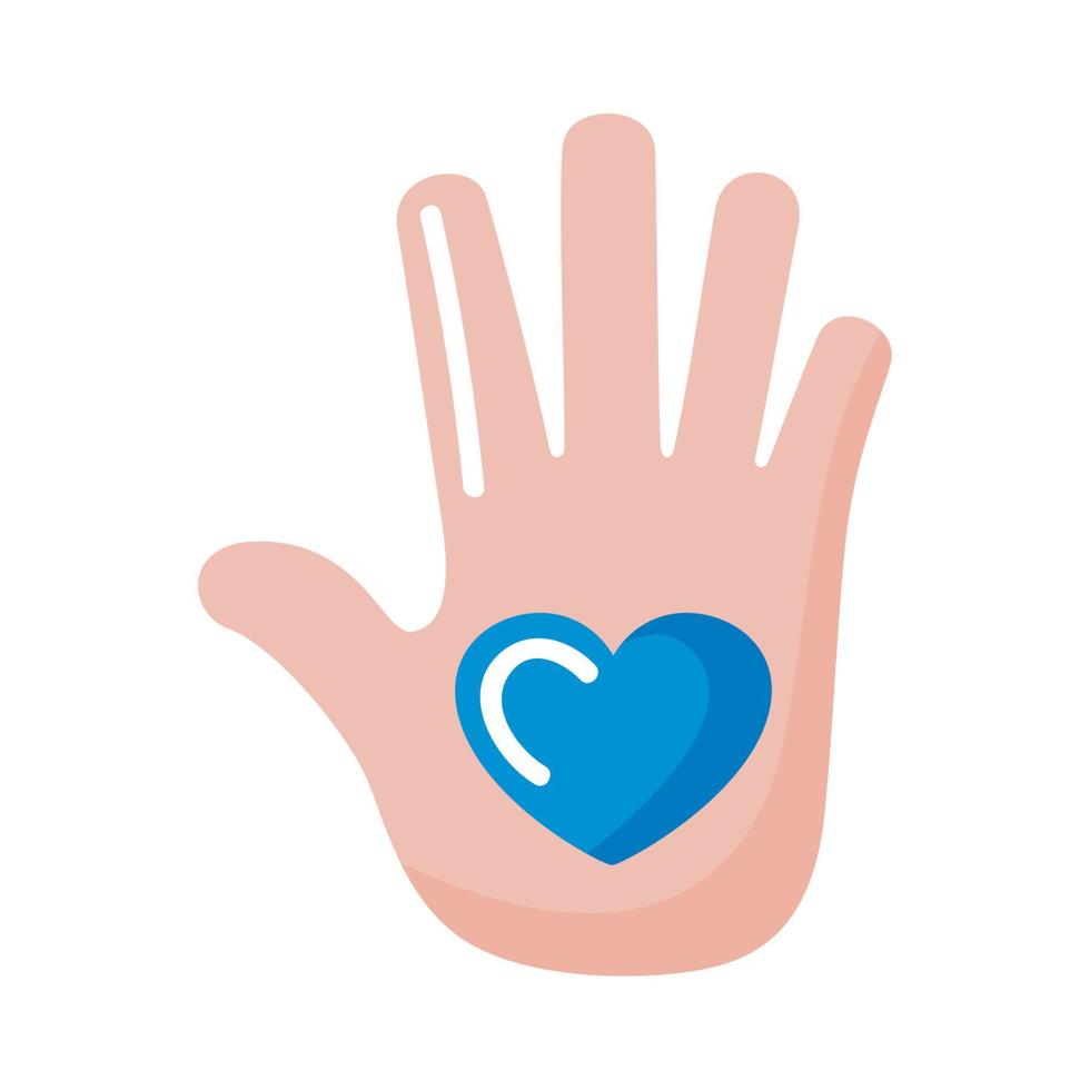 hand- met blauw hart vector