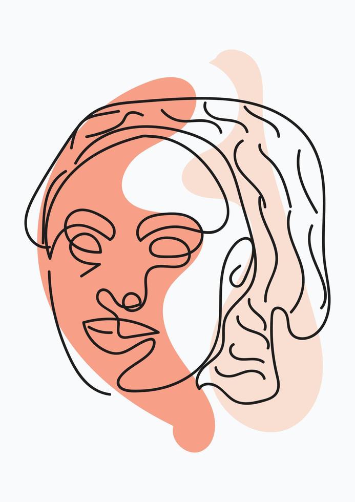 abstracte minimalistische lineaire schets. gezicht van de vrouw. vector hand getekende illustratie