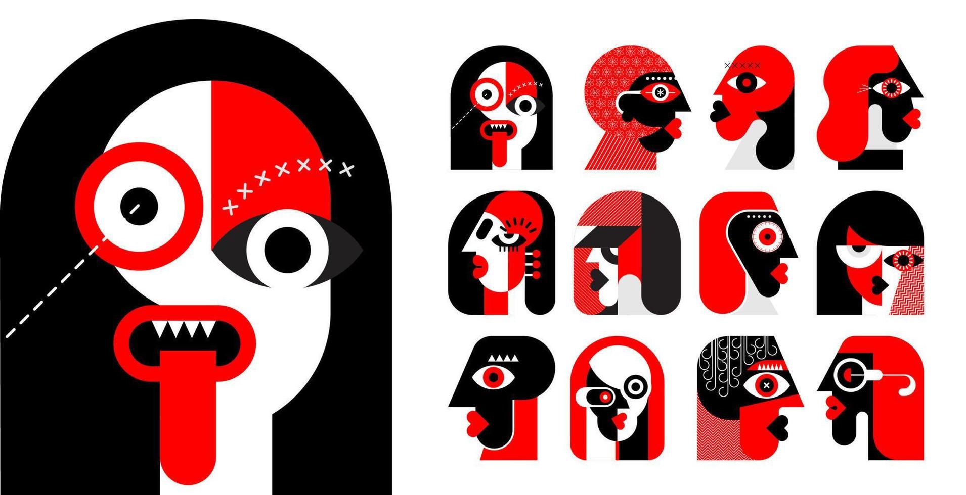 rood en zwart vector avatars
