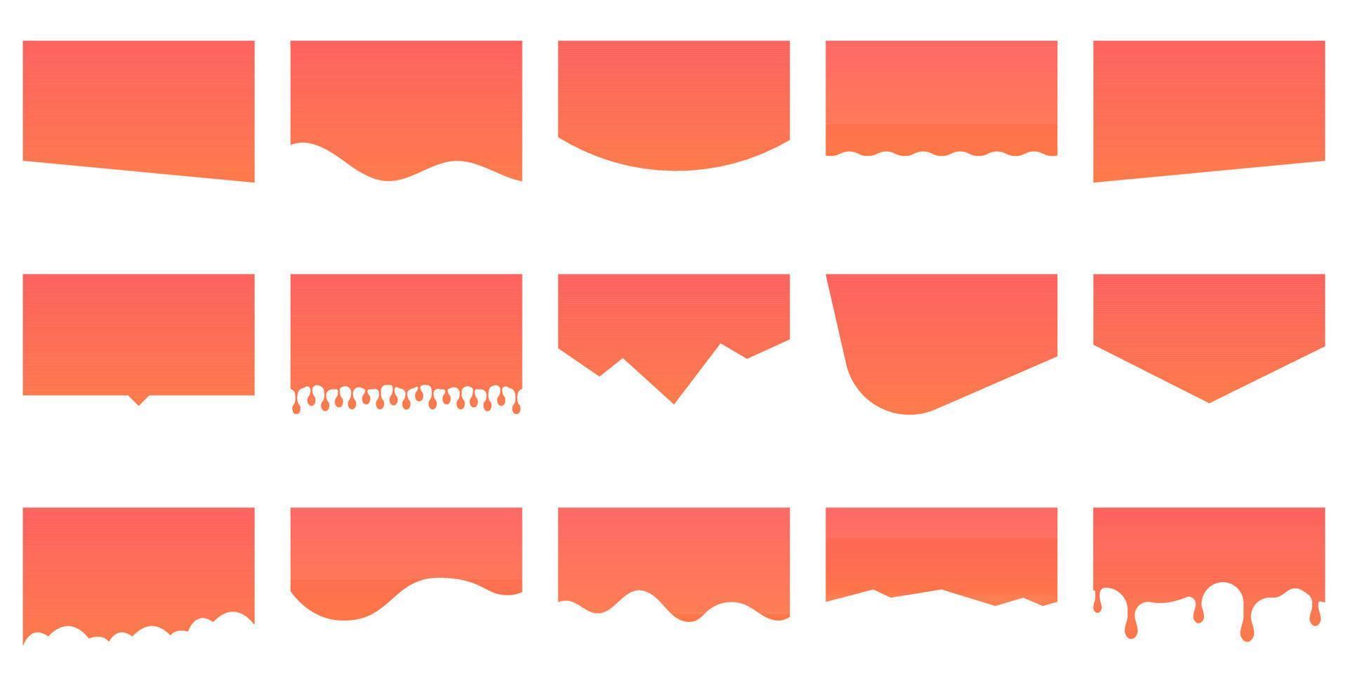 reeks van verdelers vormen voor website. kromme oranje lijnen, druppels, Golf verzameling van abstract ontwerp element voor bovenkant, bodem bladzijde web plaats. geïsoleerd vector illustratie.