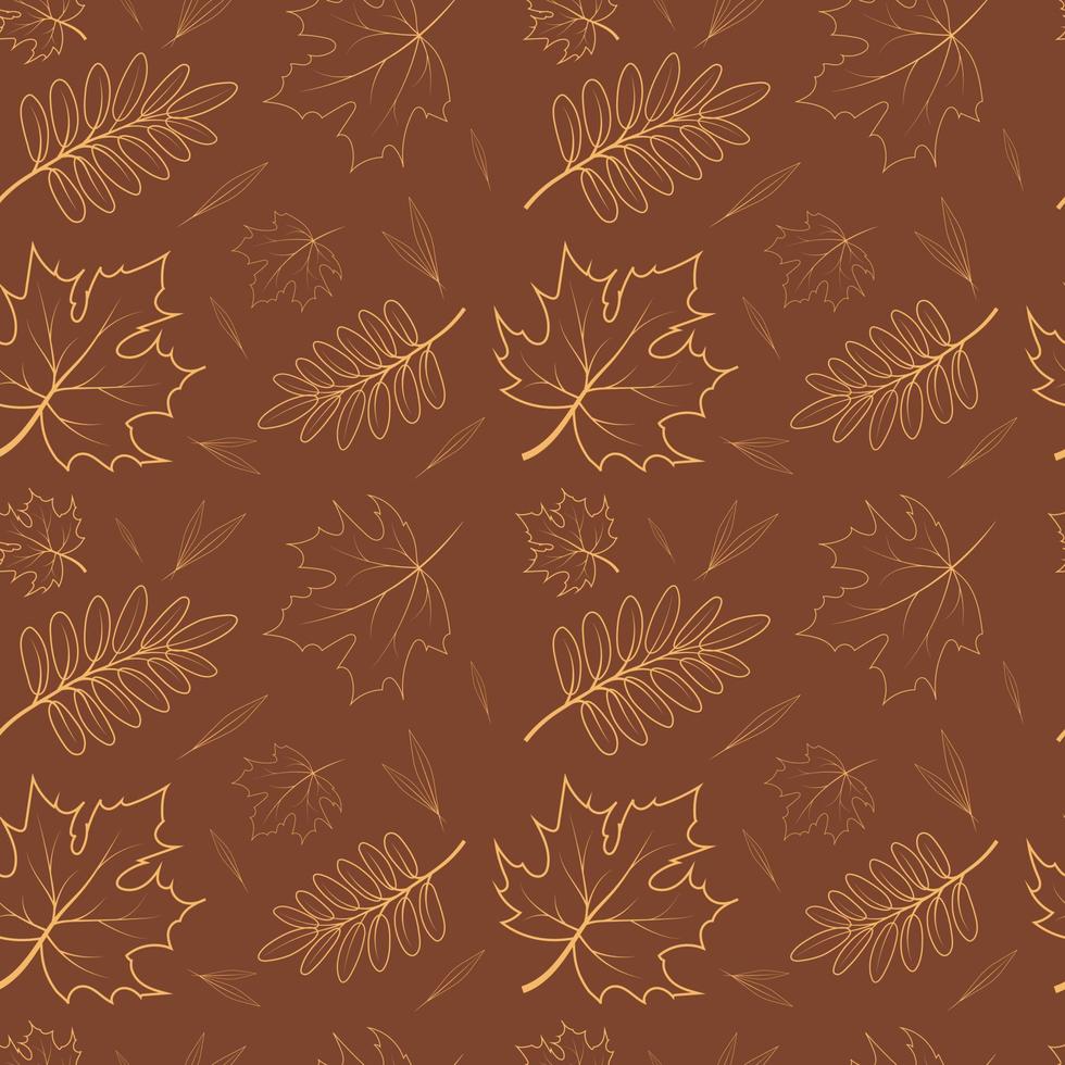herfst patroon met voorgevormd bladeren Aan bruin achtergrond vector