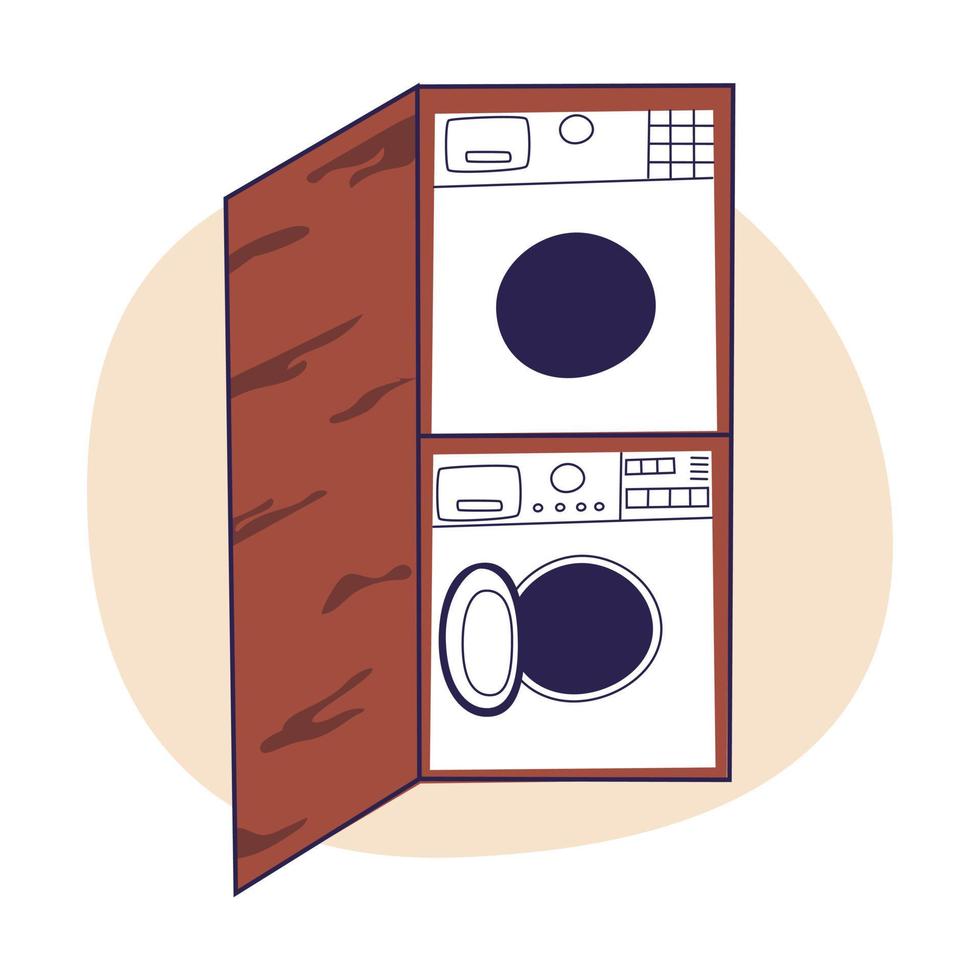 het wassen machine. wasserij Bij huis. vlak tekenfilm vector illustratie, modieus kleuren, geïsoleerd Aan wit achtergrond.