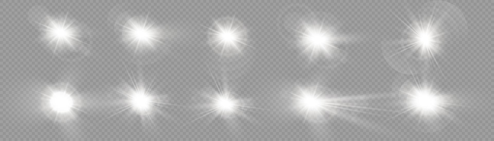 vector zon licht speciaal lens gloed licht effect. voorkant lens zon gloed. vector vervagen in straling licht. decor element. horizontaal ster balken en schijnwerper. ster