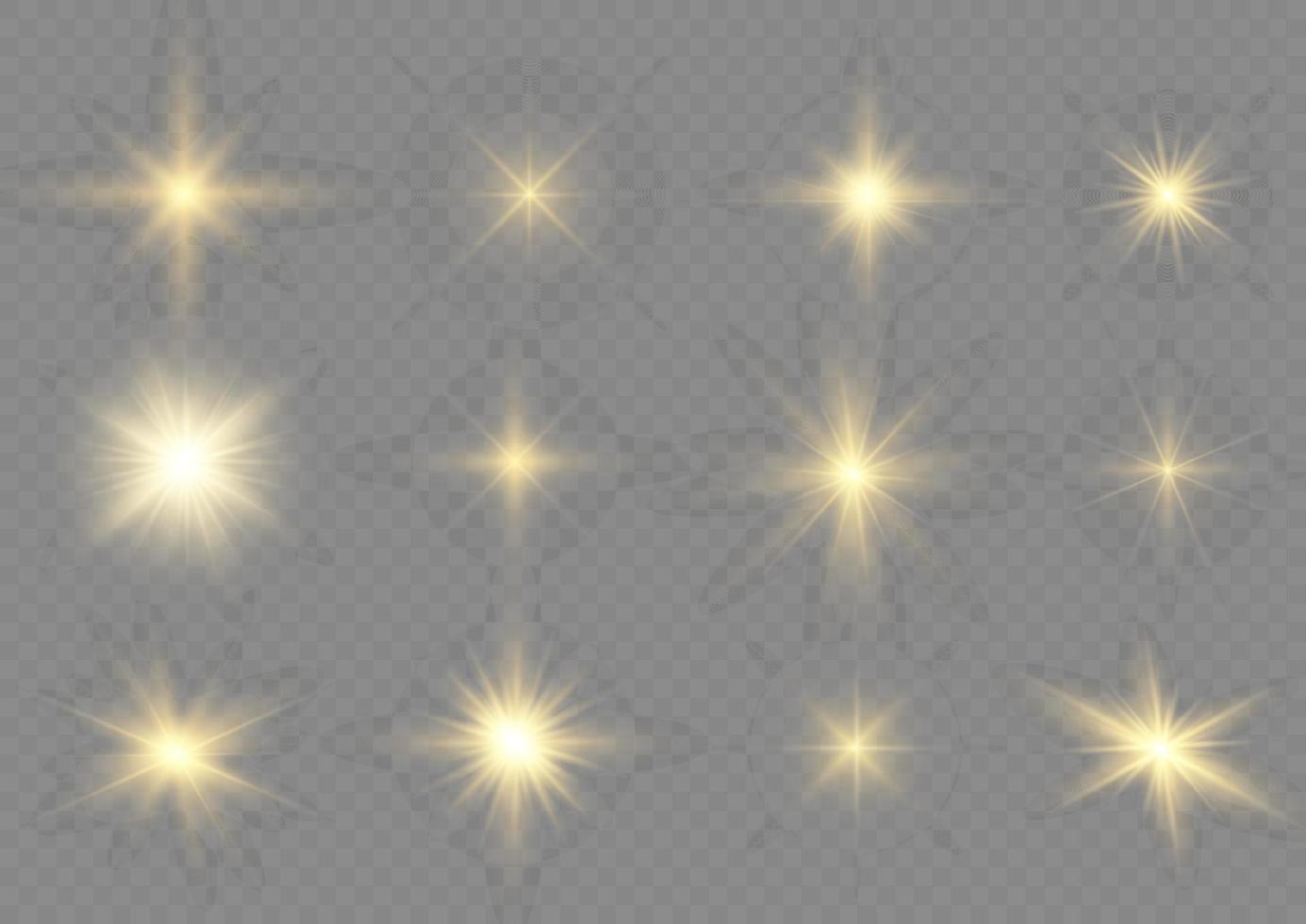 gloed geïsoleerd wit licht effect set, lens gloed, explosie, schitteren, lijn, zon flash, vonk en sterren. abstract speciaal effect element ontwerp. schijnen straal met bliksem vector