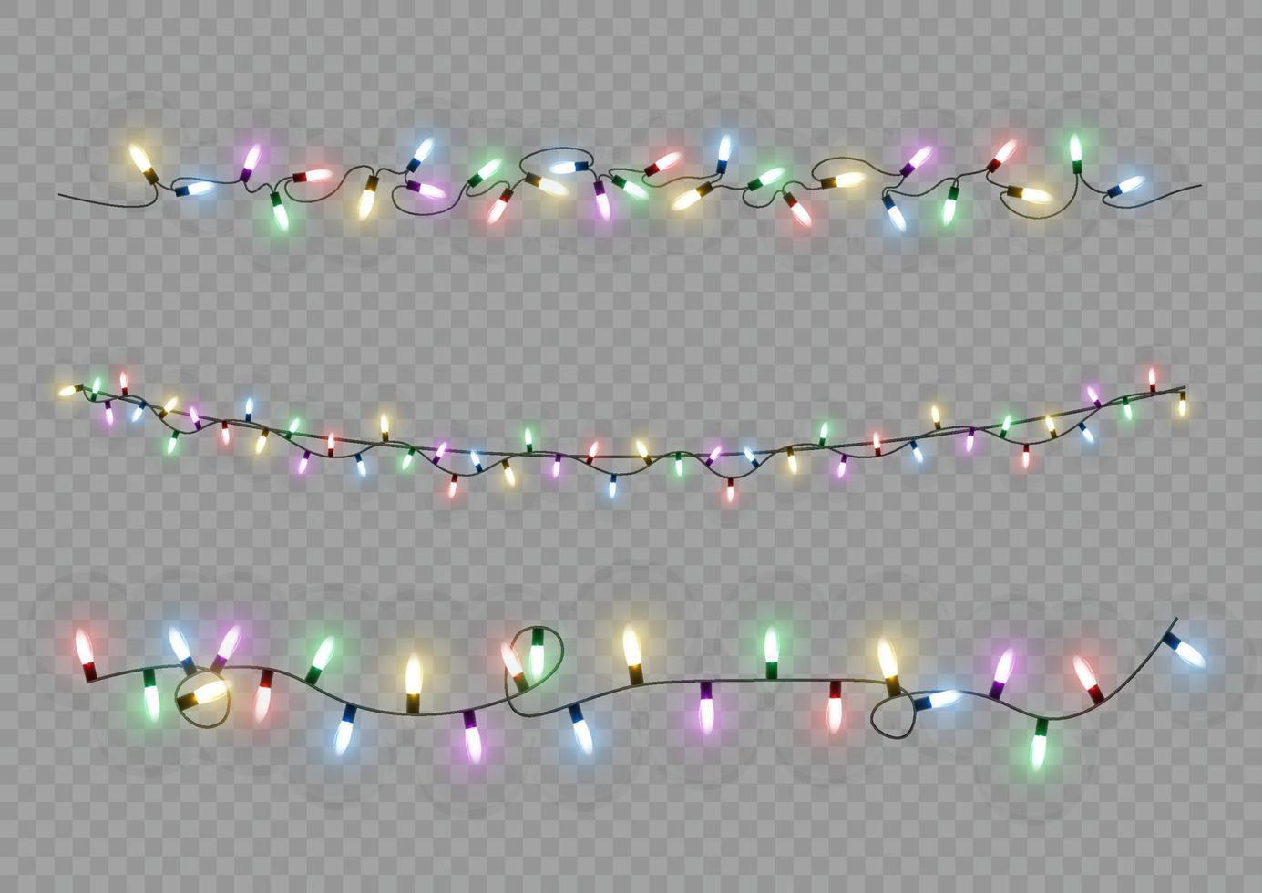Kerstmis lichten. vector lijn met gloeiend licht lampen.set van gouden Kerstmis gloeiend slinger LED neon lamp illustratie. Kerstmis lichten geïsoleerd voor kaarten, spandoeken, posters