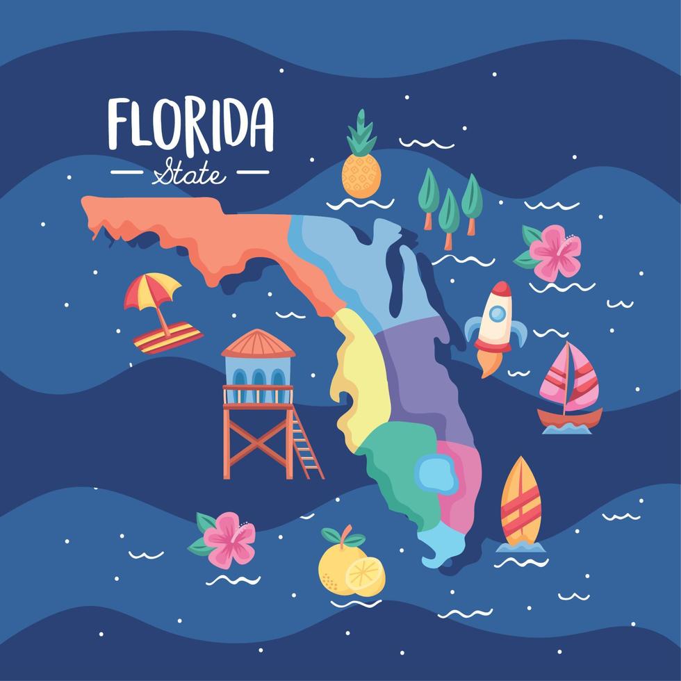 Florida zonneschijn staat belettering vector