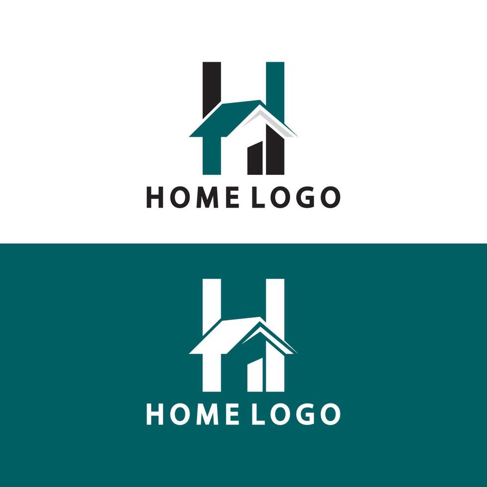 eerste brief h huis logo icoon vector illustratie ontwerp