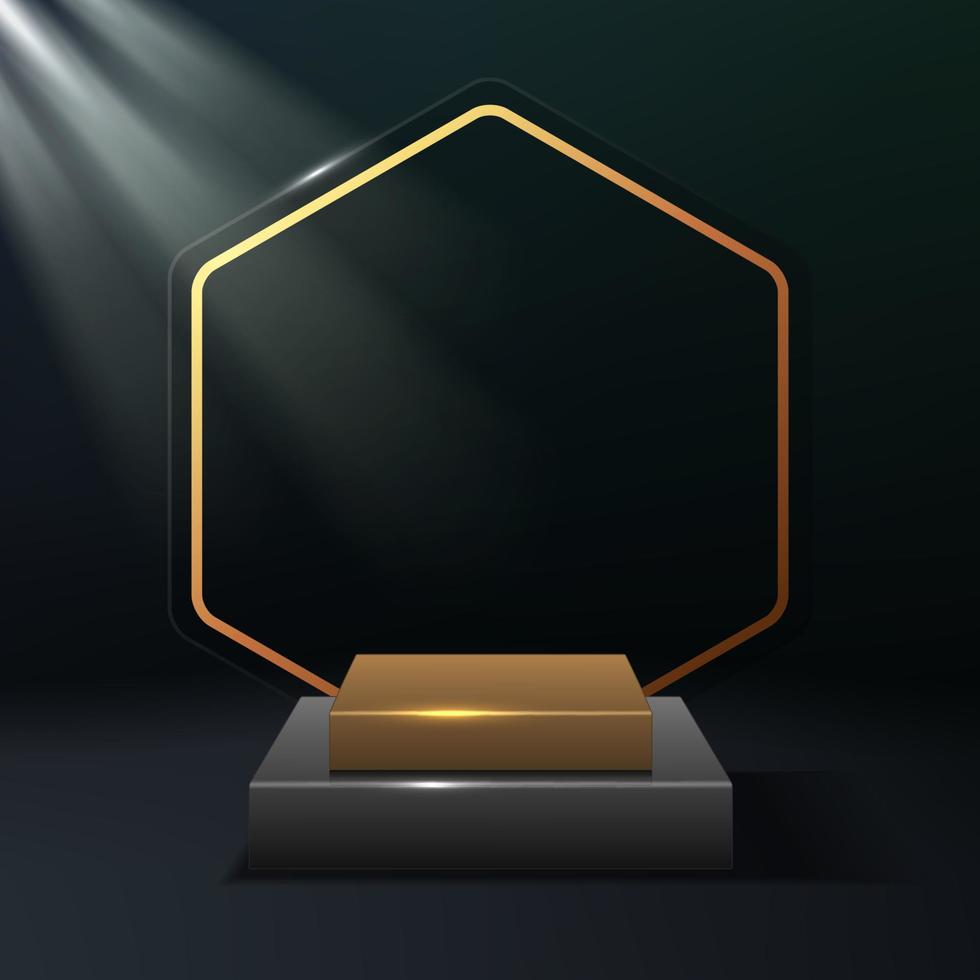 goud podium met natuurlijk licht verlicht. vector illustratie