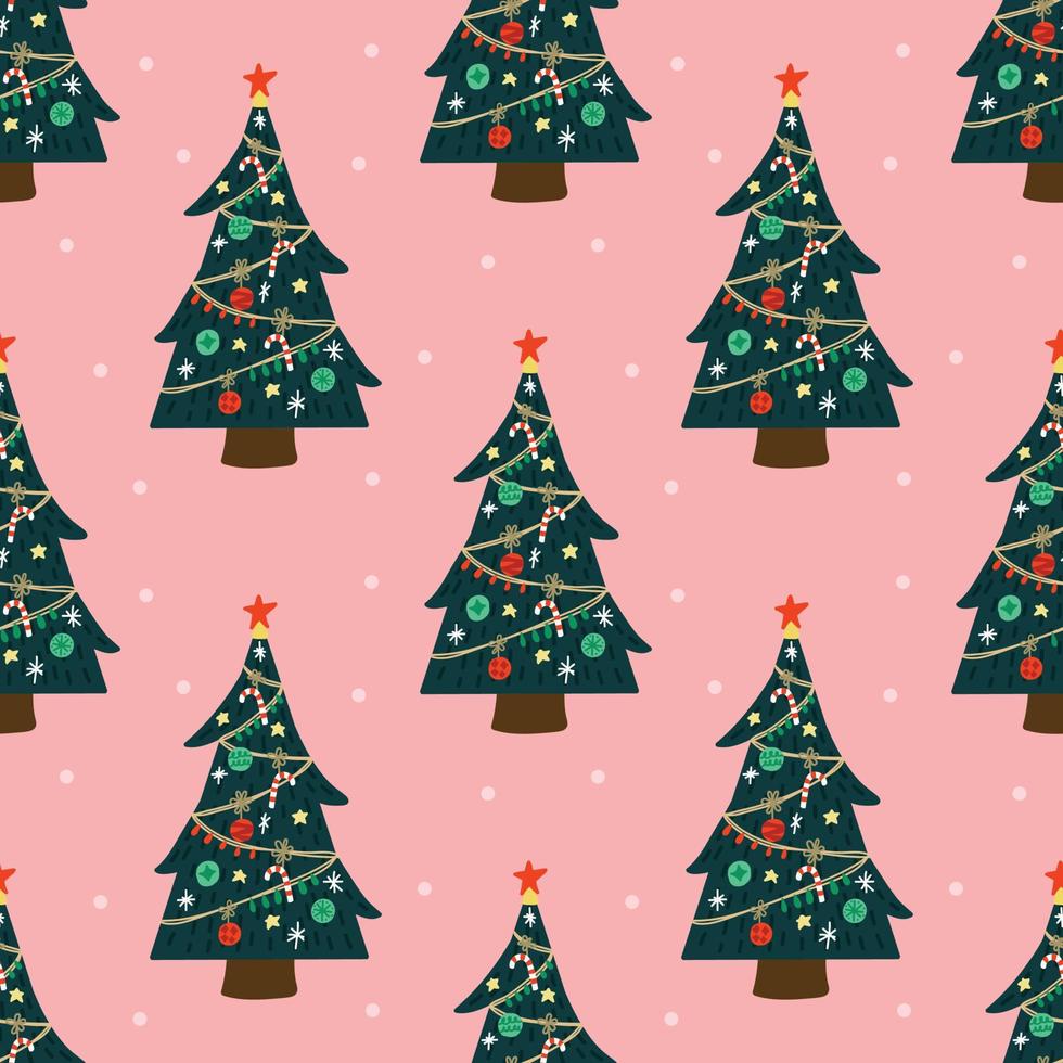 schattig Kerstmis bomen naadloos patroon ontwerp vector
