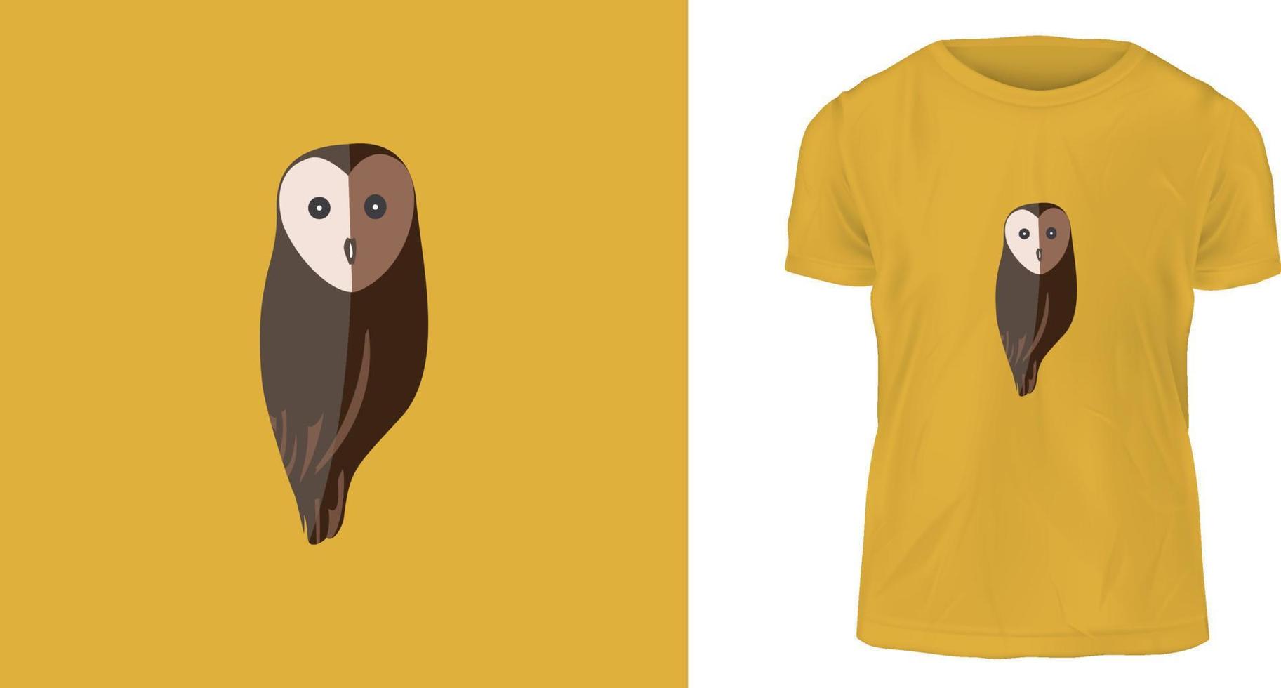 t-shirt ontwerp concept, papier besnoeiing uil illustratie vector