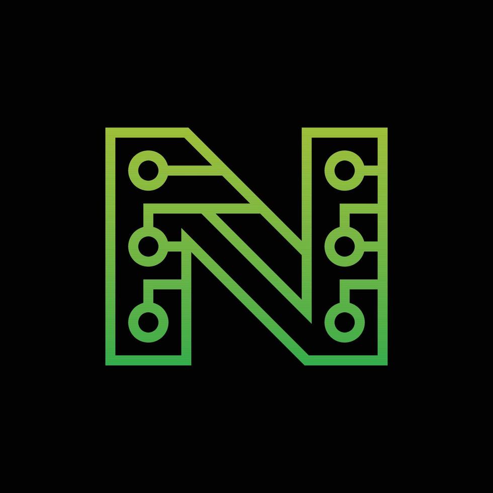 brief n stroomkring technologie modern logo vector