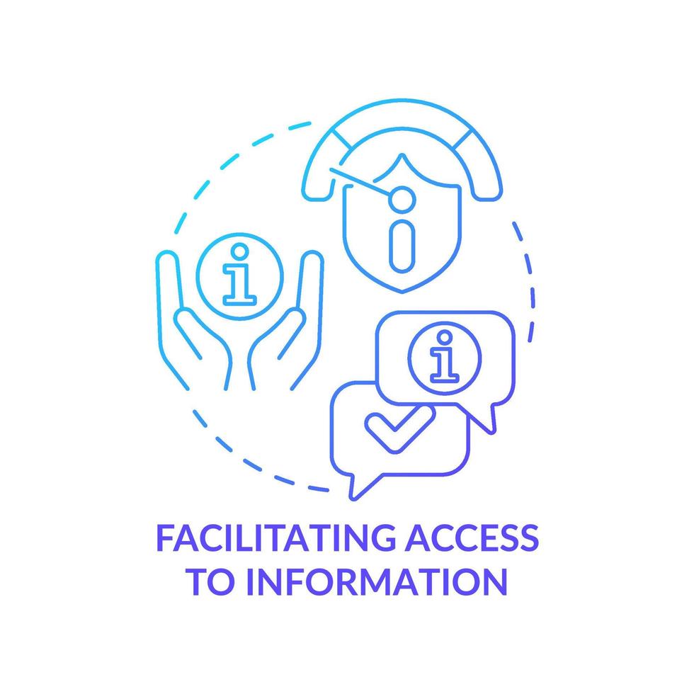 faciliteren toegang naar informatie blauw helling concept icoon. verantwoordelijkheid van informatie sector abstract idee dun lijn illustratie. geïsoleerd schets tekening. vector