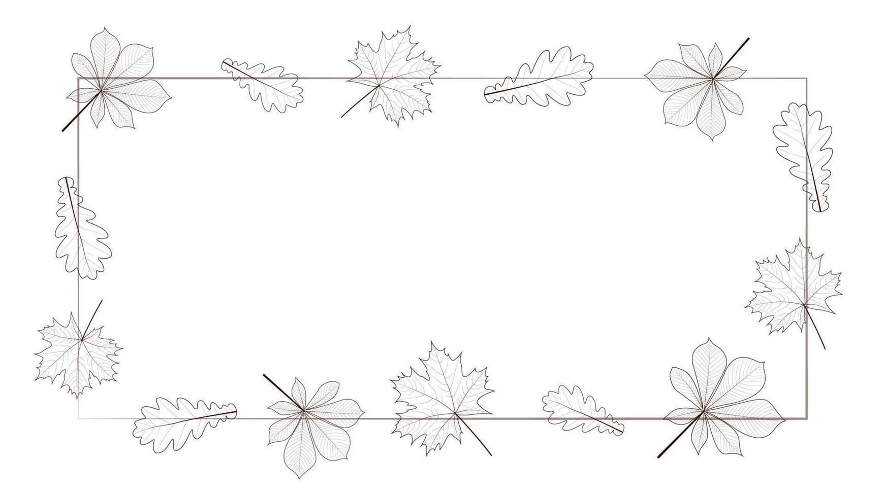 herfst blad kader in de schets stijl vector